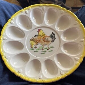 Vintage rooster themed deviled egg plate